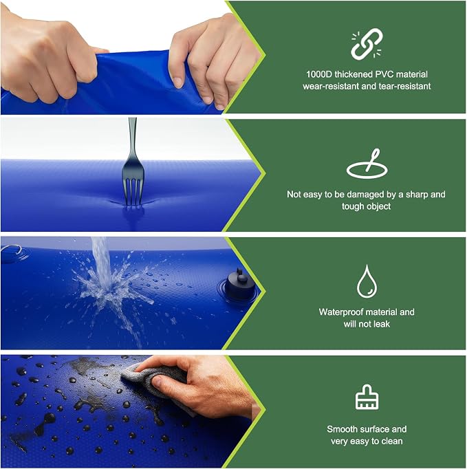 30 Gallon Water Bladder, 1000D PVC Foldable Portable Water Tank, Blue Large Capacity Water Bag Container for Camping, Garden, Agricultural Irrigation, Drought Resistance, Emergency Supply