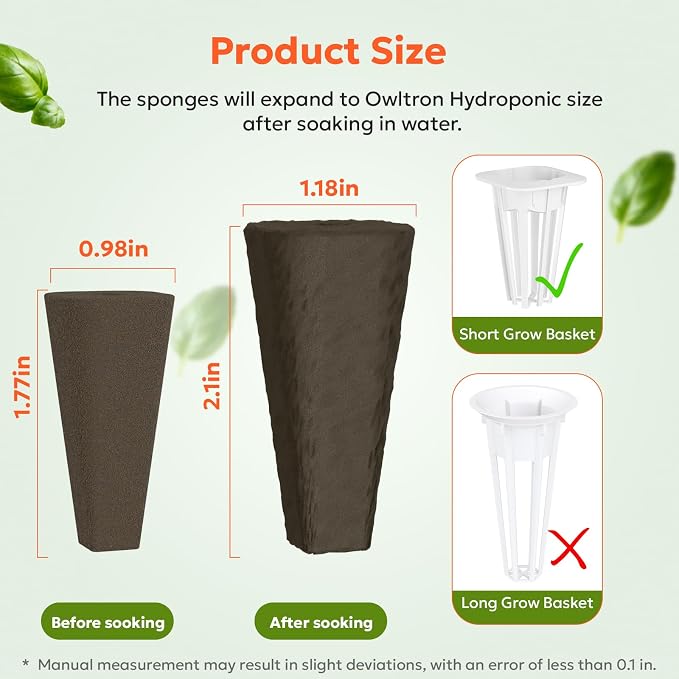 owltron 50 Pcs Hydroponic Seed Pods Kits, Grow Anything Kit Pod for Indoor Herb Garden with 12 Sponges, 2 A&B Nutrient Plant Food, 12 Baskets, 12 Stickers, 12 Germination Domes（Square)