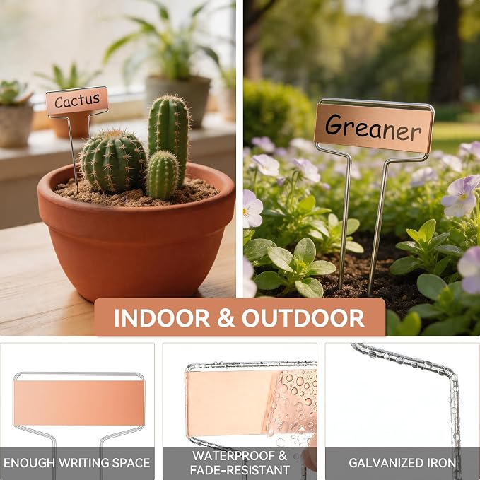 Greaner 2.6" x 10" Garden Labels, 60 Packs Plant Labels for Outdoor Waterproof, Plant Markers with Permanent Pen and Rainproof Pet Films for Indoor Outdoor Use