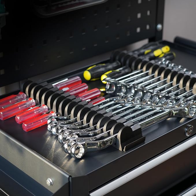 DEHOYI 24 pcs Modular Wrench Organizers for Tool Drawers - Wrench Rack with Metric&SAE Labels, Perfect Tool Storage Holder. Gift for father, brother and boyfriend (No-Magnet)