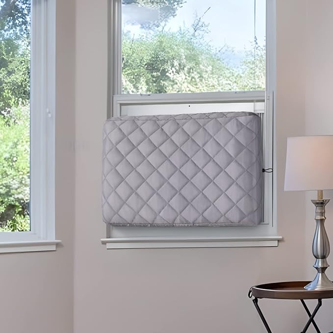 COSFLY Window Inside AC Covers, Air Conditioner Cover, 17”L x 13”H x 3.5”D | For Indoor, Double Insulation, All-Weather Draft Protection, Elastic Drawstring, Blue