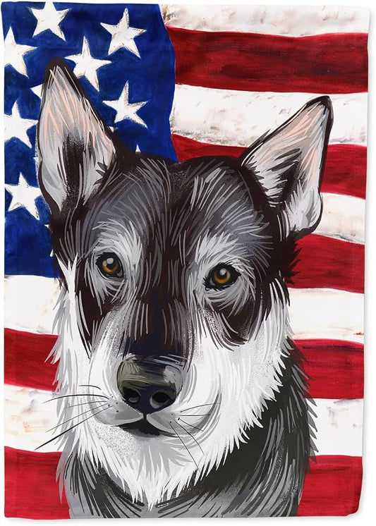 Caroline's Treasures CK6579CHF Jamthund American Flag House Flag Large Porch Sleeve Pole Decorative Outside Yard Banner Artwork Wall Hanging, Polyester, House Size, Multicolor