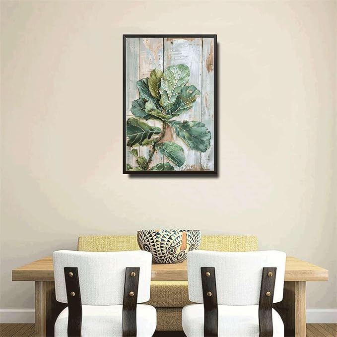 Metal Sign Tin Sign Vintage Rustic Elegance Fiddle Leaf Tin Sign for Indoor Plant Lovers Home Decor and Easy Installation Tin Signs for Garden for Home Decor 12×16 Inches with Metal Frame