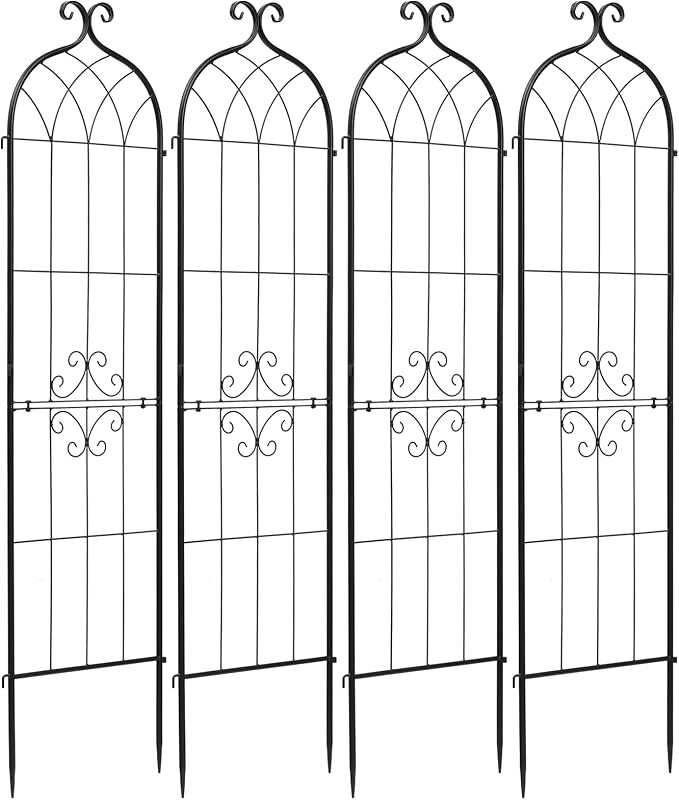 VEVOR Garden Trellis, 60 x 15 inch Rose Trellis, 4 Packs Garden Flower Rose Trellises with Powder-Coated Finish & Convenient Locking Design, Plant Support Trellises for Flowers, Vegetables, Roses