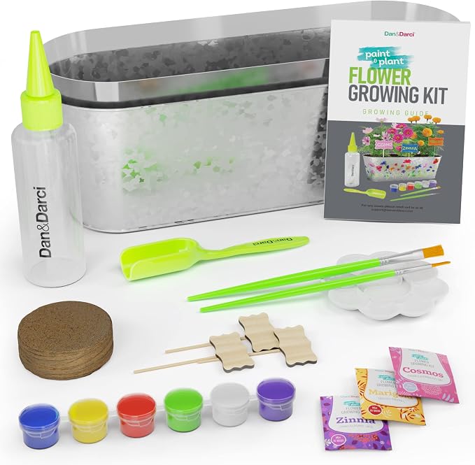 Dan&Darci Paint & Plant Flower Growing Kit for Kids - Gift Ideas Age 5 6 7 8-12 Year Old Girl - Birthday Crafts Gifts for Girls & Boys, Fun Gardening Kits, Art Projects for Ages 5-12 Years