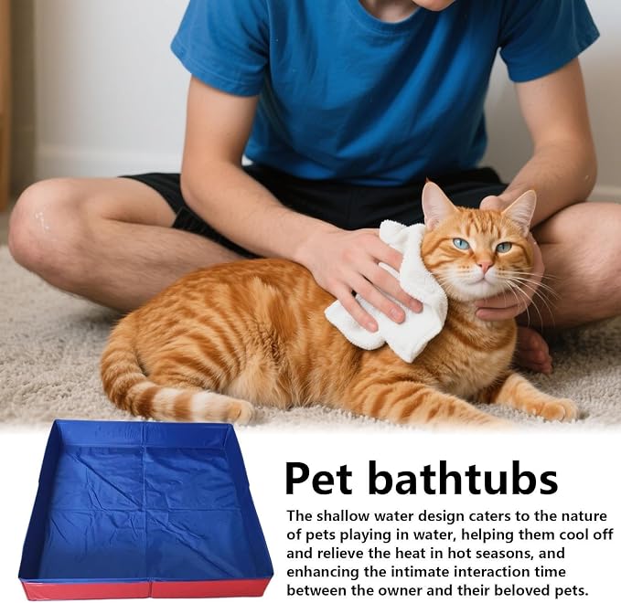 Folding Pet Swimming Pool, Non-Inflatable Dog Paddling Pool, Portable Pet Swimming Pool & Bath Tub, Pet Bath Pool for Indoors Outdoors, Square, Save Space for Home Yard Garden