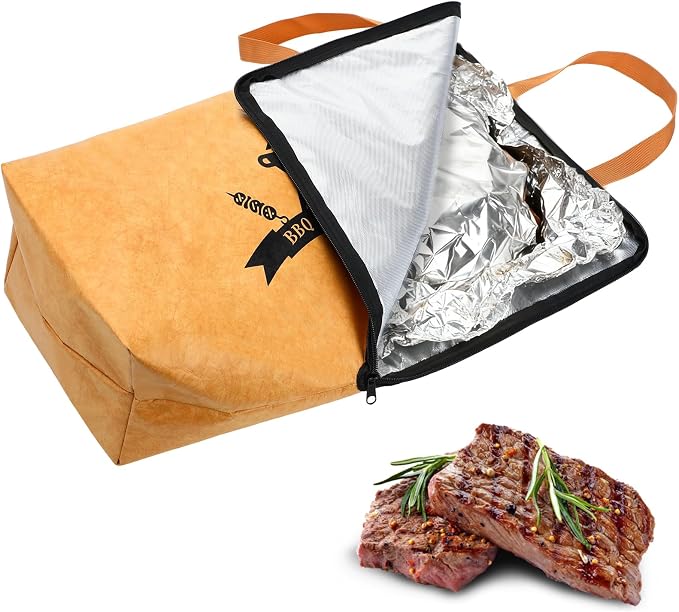 Reusable BBQ Blanket for Resting Meat - 21" Leak-Proof Insulated Meat Resting Bag for Large Brisket/Smoked Pork/Turkey, Grill Accessories BBQ Gifts for Men
