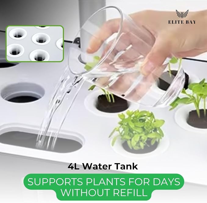 Hydroponic Growing System, 12 Pods, Black | Smart Garden with LED Display, Full-Spectrum Grow Light, 4L Water Tank, AU/US Plug, Soil-Free Planter Kit