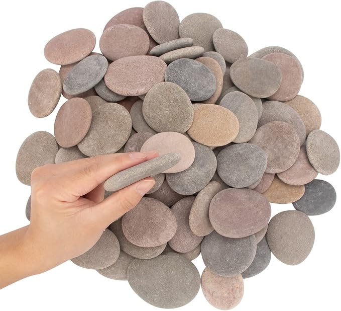 About 100 Pcs Painting Rocks, 2.2"-3.5", Flat, Smooth - River, Craft, DIY Stones, 18 Pounds