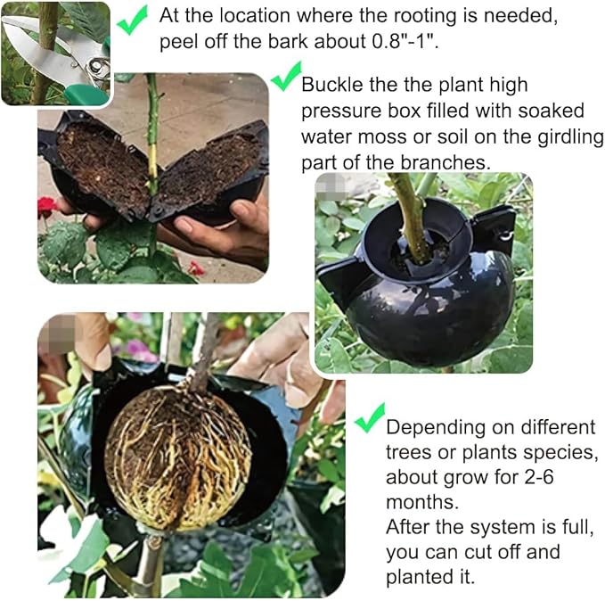 9 PCS Air Layering Pod, Reusable Half Transparent Air Layering Propagation Kit Plant Root Growing Box with Extra Zip Ties