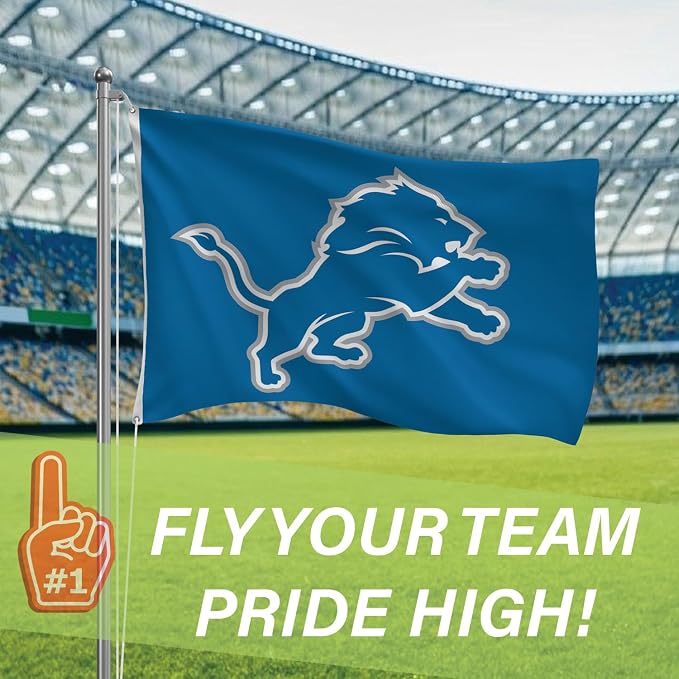 Team Sports America NFL Detroit Lions 3 x 5 Outdoor Durable House Flag with Grommets | Sport Team Flag & Banner | Indoor Wall Decor Flag for Room | Works with Flag Poles for Outside House