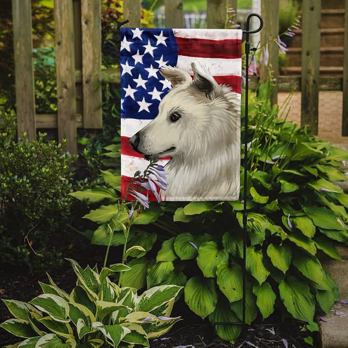 Caroline's Treasures CK6496GF Cretan Hound Dog American Flag Garden Flag Mailbox Flag Decorative Yard Flag Banner Outside Patio Artwork Yard Flower Beds, Garden Size, Multicolor