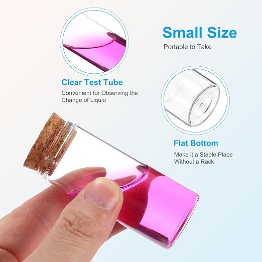 PATIKIL 30ml Test Tubes, 12pcs 2.76x1.18 Glass Clear Flat Bottom Test Tube Containers with Cork Stopper for Bead Party Candy Bath Salt Storage Scientific Experiment Plant Propagation