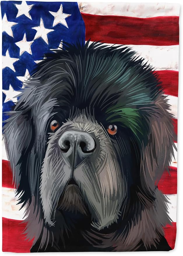 Caroline's Treasures CK6626GF Newfoundland Dog American Flag Garden Flag Mailbox Flag Decorative Yard Flag Banner Outside Patio Artwork Yard Flower Beds, Garden Size, Multicolor