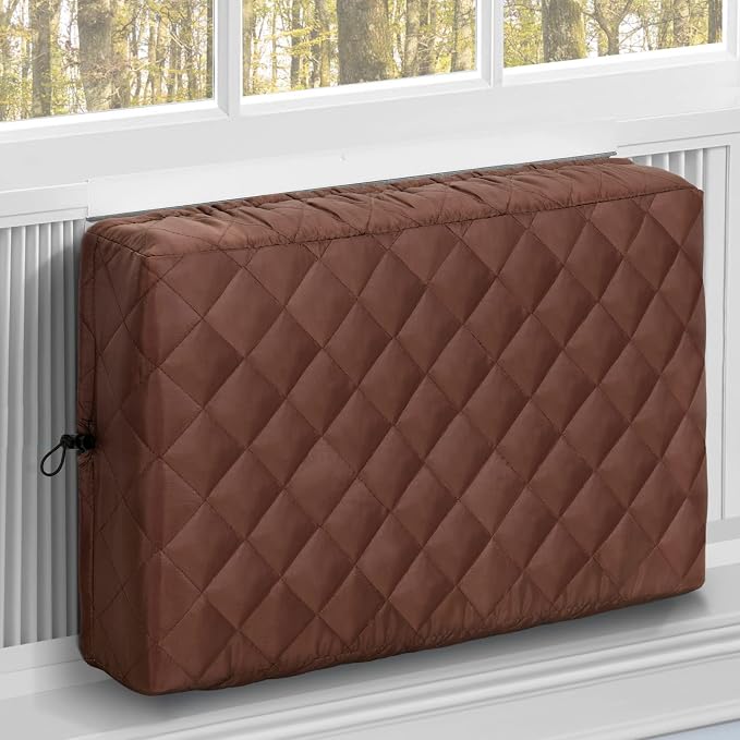 KylinLucky Indoor AC Cover for Window Unit 17 x 13 x 3 inches | Inside Air Conditioner Cover, Dust Protection, Brown