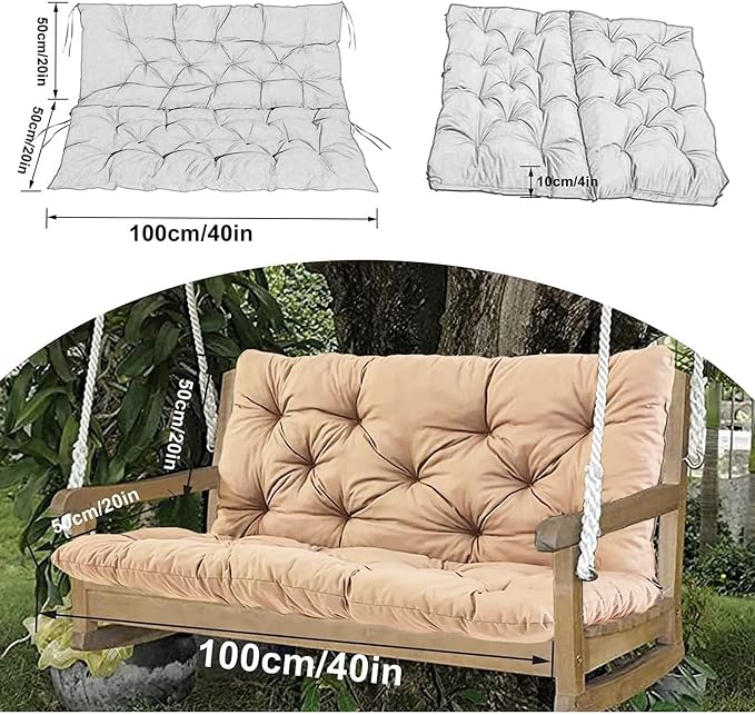 Swing Cushion Replacement Outdoor Porch Waterproof Bench Cushion 2-3 Seater Washable Bench Replacement Cushions for Outdoor Patio Porch Swing Cushions
