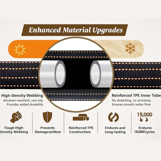 10FT Lightweight Garden Hose,Flexible Water Hose with Solid Brass Head,Kink-Free,Leak-Proof,All-Weather 3/4 in. Lead-in Hose for RV,Boat,Car Wash,Garden,Yard,Camper,Outdoor (Orange-Black, 10 Feet)
