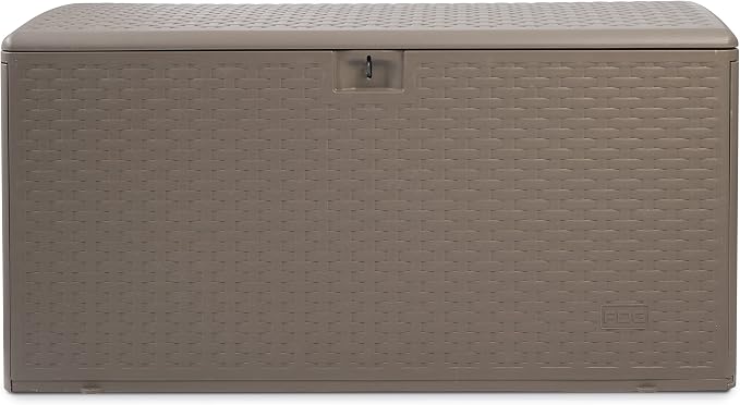 Plastic Development Group Outdoor Storage Deck Box, Standard Close, 99 Gallon, Driftwood