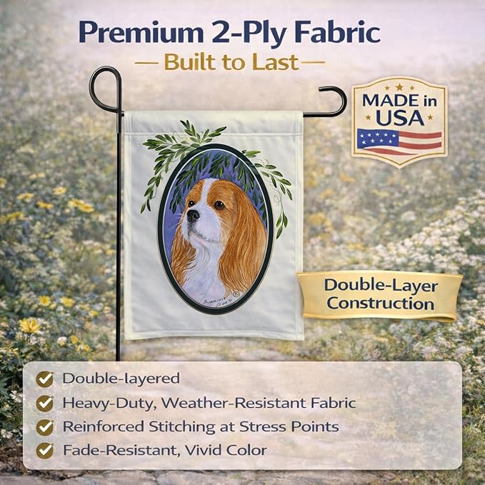 Caroline's Treasures SS8024GF Cavalier Spaniel Garden Flag Mailbox Flag Decorative Yard Flag Banner Outside Patio Artwork Yard Flower Beds, Garden Size, Multicolor