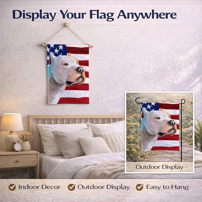Caroline's Treasures CK6459GF Brazilian Dogo American Flag Garden Flag Mailbox Flag Decorative Yard Flag Banner Outside Patio Artwork Yard Flower Beds, Garden Size, Multicolor