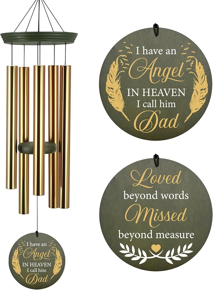 ASTARIN Memorial Angel 36" Wind Chimes, Personalized Name Sympathy Wind Chime, in Memory of Loss Mom Loved One, Large Deep Tone Bereavement Windchimes for Outside Clearance(Produced in Texas)