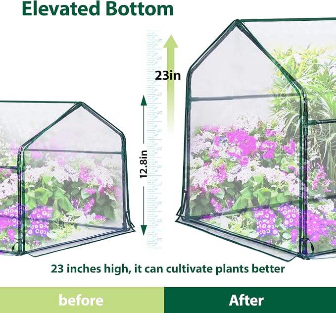 47.2" L × 23.6" W × 23.6" H Mini Greenhouse for Indoor Outdoor,Portable Mini Greenhouse, Heavy-Duty PE Plant Cover Tent , Tabletop Greenhouse for Small Plants, Seedling Humidity Dome Green