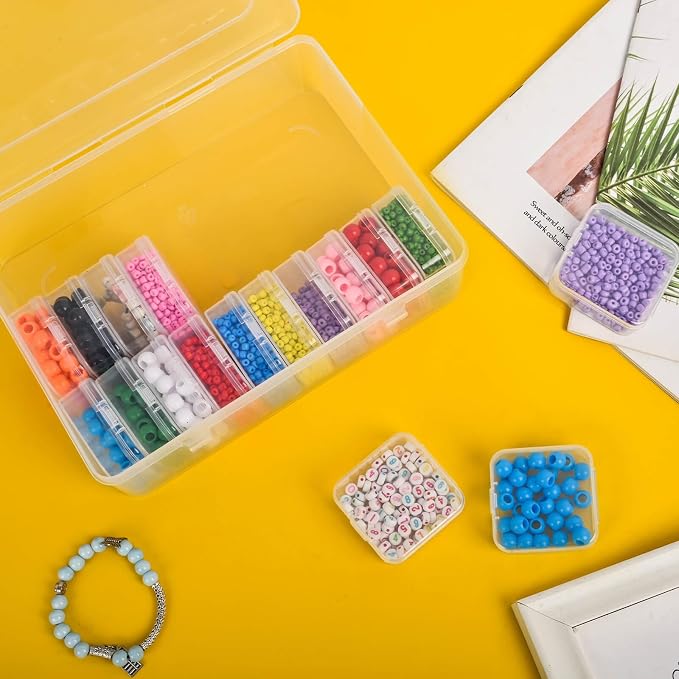 Bead Organizer Box, 90pcs Small Clear Plastic Storage Containers, Craft Storage Box Features Hinged Lid and Labels, Mini Boxes for Bracelets, Jewelry, Diamonds, Clay Beads, Screws, Seeds, Small Parts
