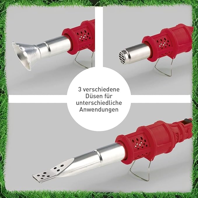 2000W Electric Weed Burner - 650℃ Thermal Weeder & BBQ Lighter W/2 Nozzles, 6ft Cord For Garden/Patio/Driveway (Flame & Hot Air Modes)
