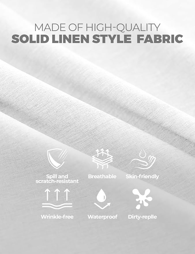 Decorelia White Faux Linen Round Tablecloths 60 inch, Waterproof Decorative Washable Texture Rustic Circle Table Cloth Cover for Dining Kitchen Party Farmhouse Outdoor (Round (2-4 Seats),White)