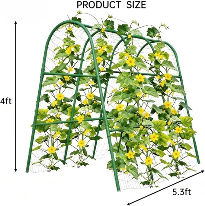 Metal Garden Arch Trellis, 5.4Ft Black for Raised Beds, Plant Support for Cucumbers & Climbing Vegetables