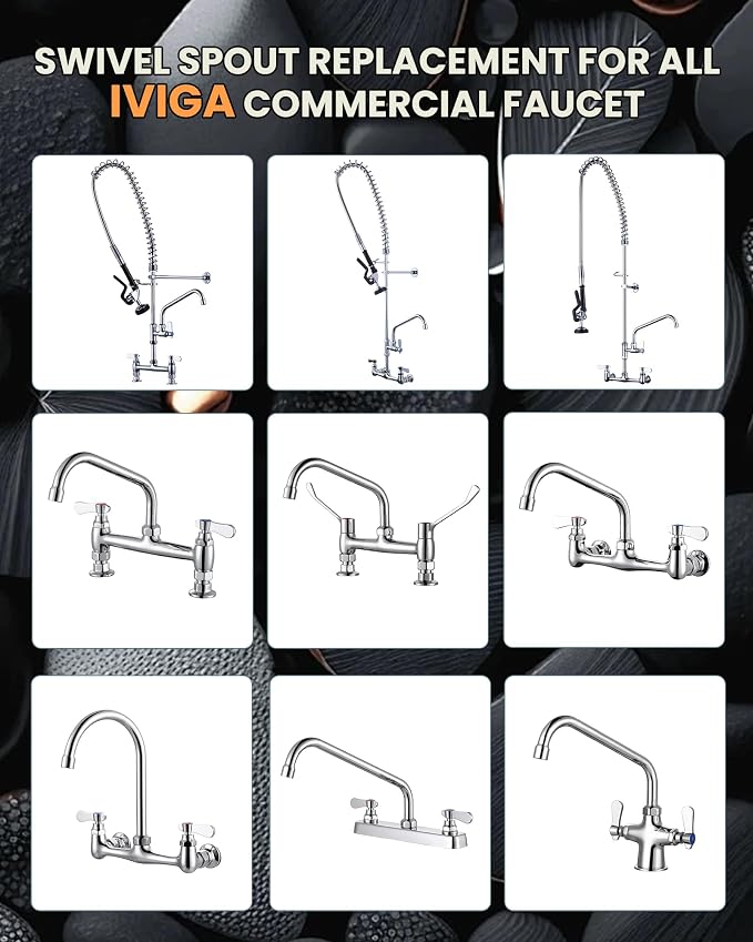 Commercial Sink Sprayer Valve with Hose: iVIGA 45" Flexible Stainless Steel Commercial Kitchen Spray Hose - 1.3 & 3.85 GPM High Pressure Pre Rinse Spray Nozzle - Black 7/8"-20UNEF Handle Assembly