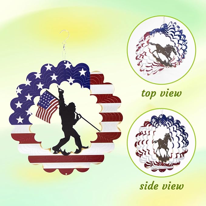 Dad Gifts for Fathers Day,Big Foot Sasquatch Gifts Wind Spinners, 4th of July Decorations Outdoor, American Flag Patriotic Yard Decor, Bigfoot Gifts for Men, Unique Garden Spinner