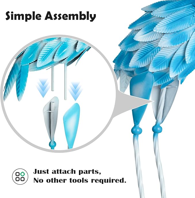 Metal Flamingo Statues, 2Pcs Blue Flamingo Yard Art Sculptures for Garden Home Patio Lawn Backyard Decorations