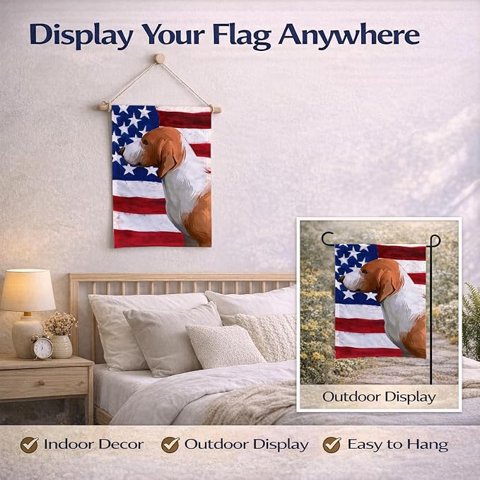 Caroline's Treasures CK6506GF Drever Dog American Flag Garden Flag Mailbox Flag Decorative Yard Flag Banner Outside Patio Artwork Yard Flower Beds, Garden Size, Multicolor
