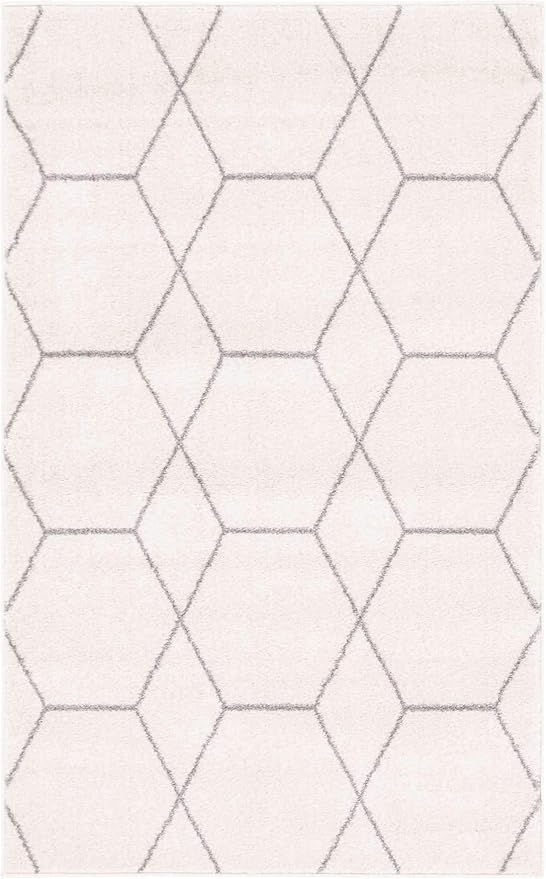 Unique Loom Trellis Frieze Collection Area Rug - Geometric (3' 3" x 5' 3", Ivory/ Gray)