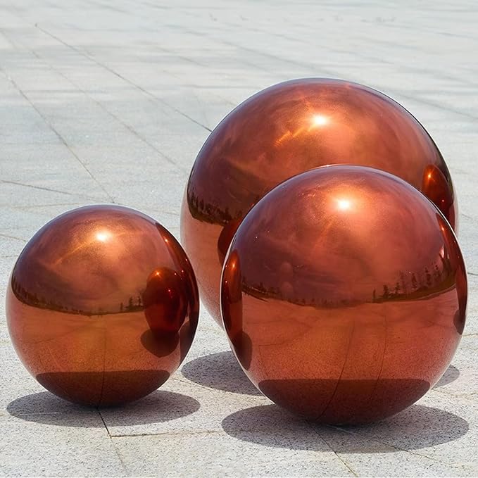 Stainless Steel Gazing Globe Mirror Ball, Decorative Gazing Balls for Garden, Reflective Smooth Garden Ball Sphere for Outdoor Yard Decoration (Orange, Dia: 6 inch)