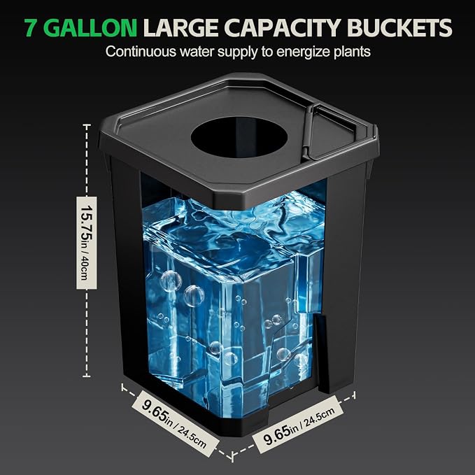 SPECILITE 7 Gallon 2 Buckets DWC Hydroponics Grow System with Wheels | Top Drip Kit, Deep Water Culture Recirculating Drip Garden System, Plant Stand with Air Pump, Air Stone, Air Hose