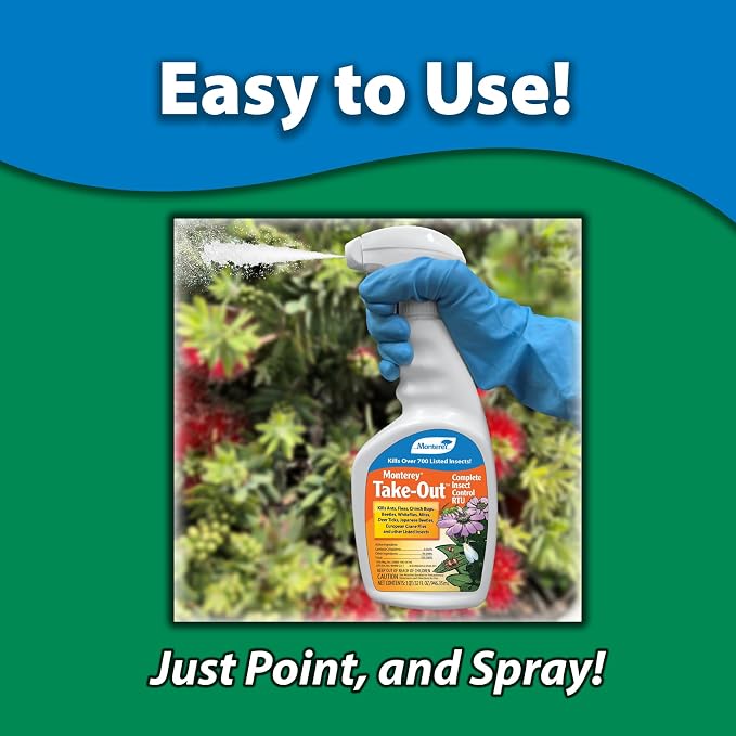 Monterey Take-Out Complete Insect Control RTU - Kills 450+ Insects, Controls Mosquitoes, Fleas, Ants, Mites - Bundled witih Monterey Measure Spoon
