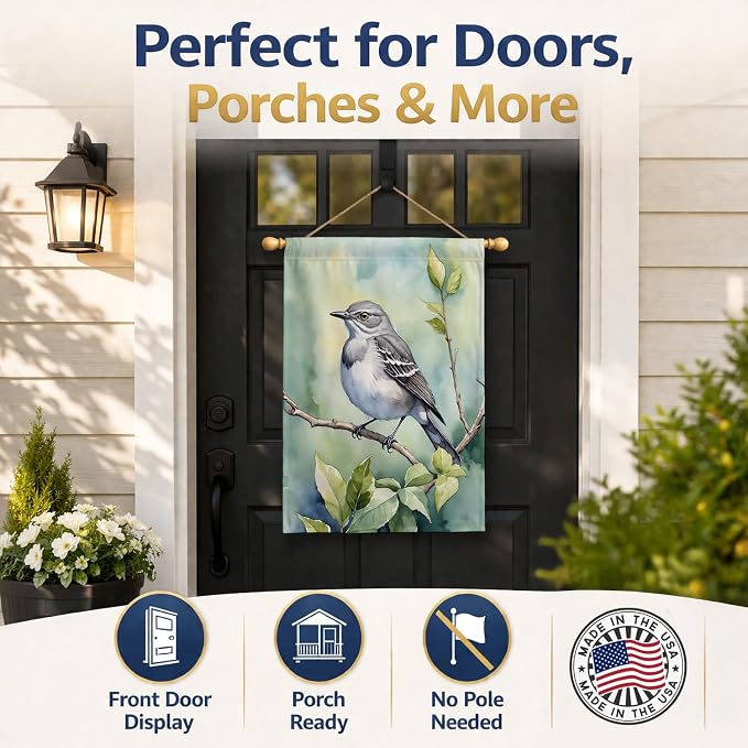 Caroline's Treasures Mississippi Northern Mocking bird House Flag Large Porch Sleeve Pole Decorative Outside Yard Banner Artwork Wall Hanging, Polyester, House Size, Multicolor
