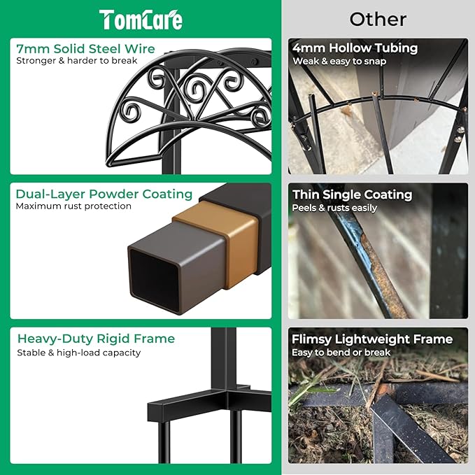 TomCare Garden Hose Holder Upgraded Water Hose Holder Heavy Duty 4 Spikes Hose Hanger Holds 160 Feet Hoses Stable Freestanding Hose Storage Organizer for Outside Yard
