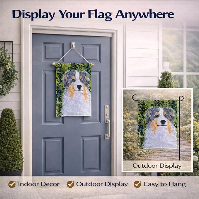Caroline's Treasures SS8731GF Australian Shepherd Garden Flag Mailbox Flag Decorative Yard Flag Banner Outside Patio Artwork Yard Flower Beds, Garden Size, Multicolor