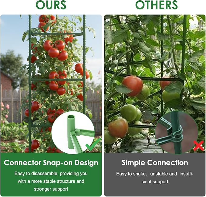 CEWOR Tomato Cage - 3 Pack Tomato Trellis, 63 Inch Tomato Cages for Garden, Extra Tall Plant Triangle Structures Garden Stakes for Climbing Plants Outdoor, Pots, Raised Garden Bed, Vegetables
