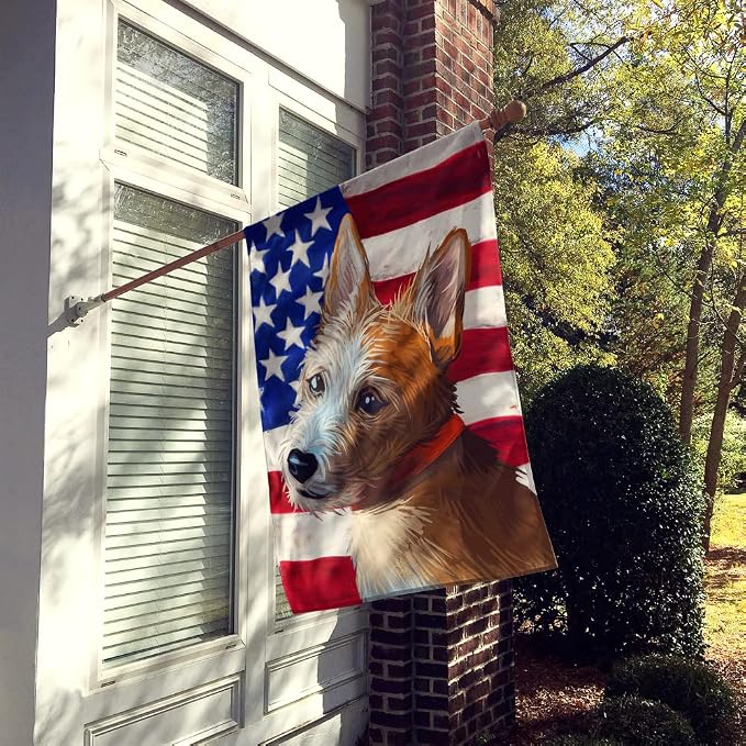 Caroline's Treasures CK6659CHF Portuguese Podengo Dog American Flag House Flag Large Porch Sleeve Pole Decorative Outside Yard Banner Artwork Wall Hanging, Polyester, House Size, Multicolor