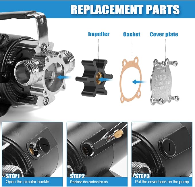 Water Transfer Pump, 115V 1/10HP Electric Utility Pump with On/Off Switch 2 * 6 ft Water Hoses Kit for Removing Water from Garden Pools Aquariums Hot Tub Draining 1/8’’ Low Suction for Rain Barrel