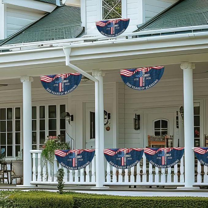 American Flag-Patriotic American Flag, 250 Years of Blessing God 1776 2026 Fan Flag, 3x6 ft, 4 Pack-USA Premium Polyester