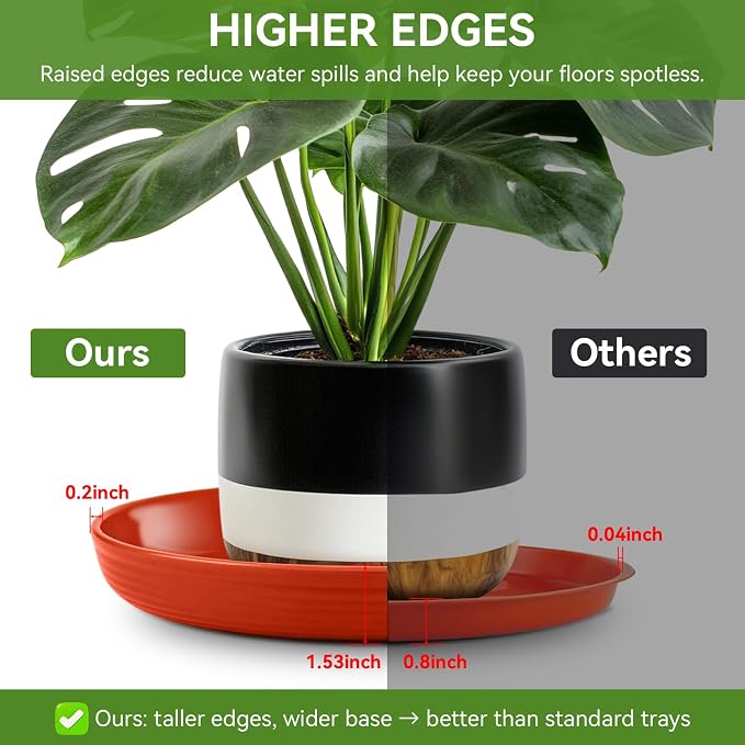 15 Pack Plant Trays for Pots 1.5" Deep Plant Saucers, Heavy Duty 8" 10" 12 inch Plant Tray Bulk Thickened Plant Plates to Catch Water, Durable Plant Saucer Flower Pot Accessories