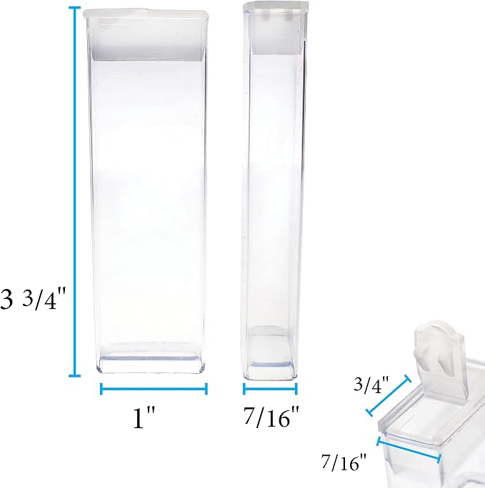The Beadsmith Clear Plastic Boxes - Rectangle with a Flip Top Cap - 7/16” x 1” x 3-3/4” - Use for Beads, Bath Salts, Wedding & Party Favors, Home or Office Storage - Bag of 100