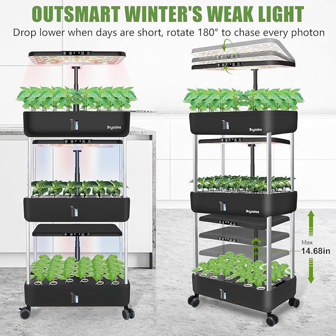 Hydroponics Growing System Kit, 66-Pod Indoor Garden with Seeds | Plant Herb Garden Germination Kit with LED Grow Light,30L Large tanks Hydroponics Planter Grower for Vegetable Fruit