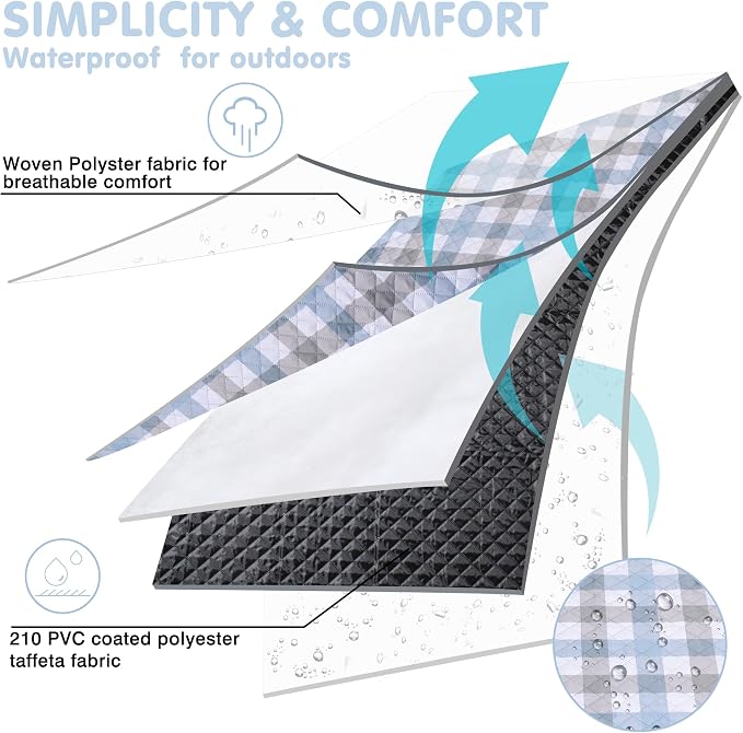 HX&OD Outdoor Picnic Blanket, Extra Large, 80''x60'' Waterproof Foldable Blankets Gingham Picnic Mat for Beach, Camping Grass Lawn Park Accessories Cute Couple Ideas Wedding (Coffee Color, 80”x60”)