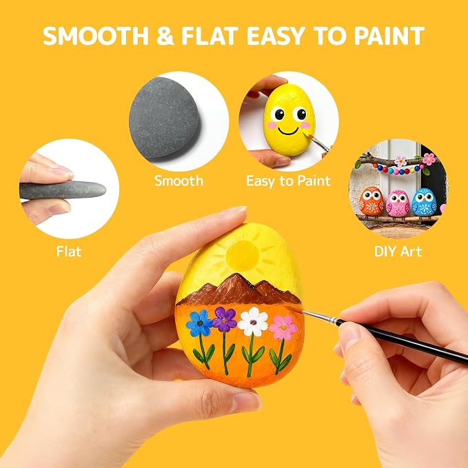 Simetufy 30 Pcs Rocks for Painting, 2"-3" Painting Rock, Flat & Smooth Natural Stones to Paint, Art & Crafts for Kids & Adults